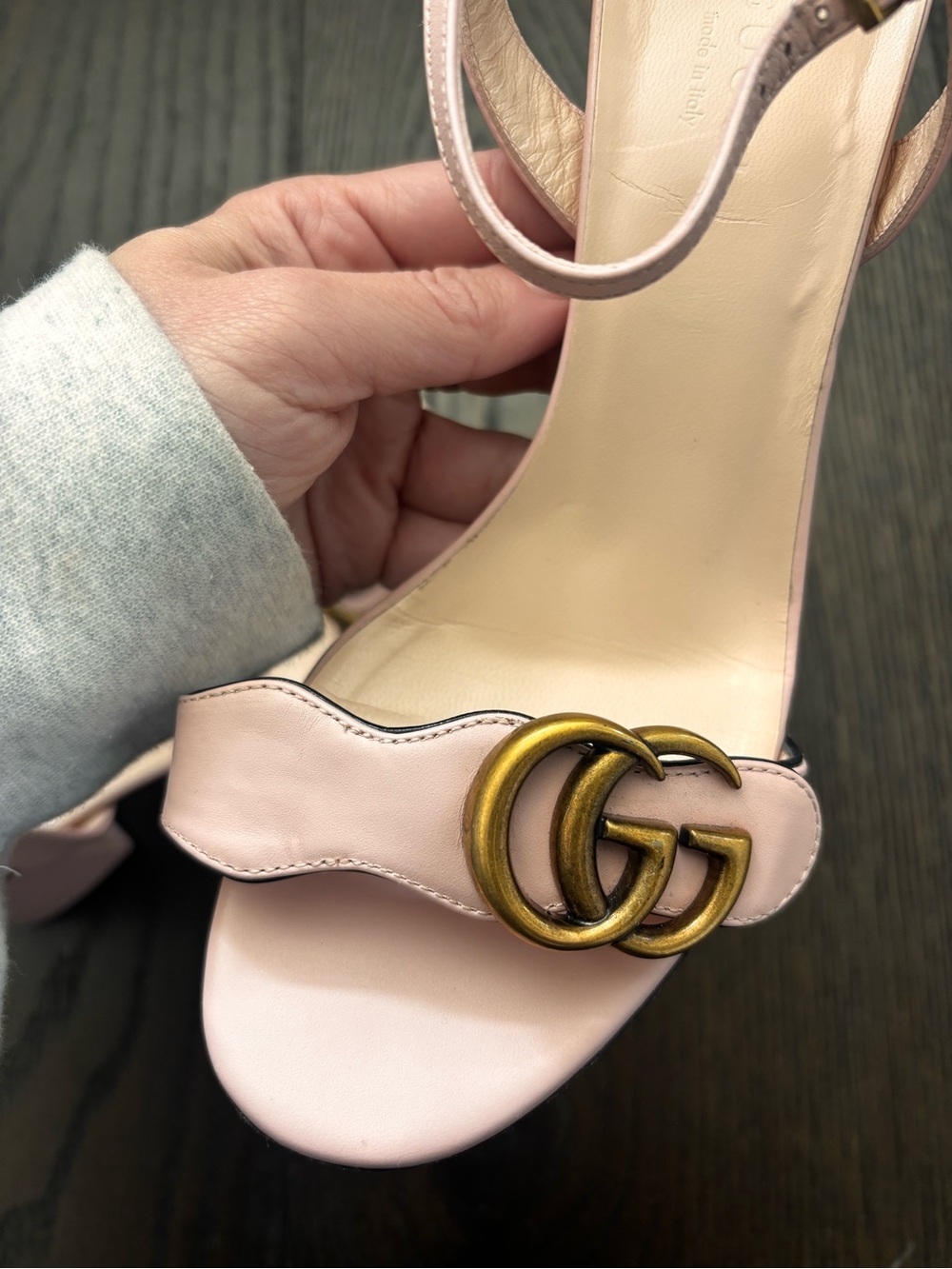Gucci GG Marmont Block Heel (3” or 75mm) in Perfect Pink - Picture 4 of 7